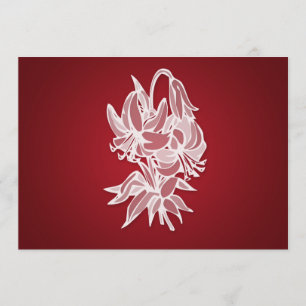 Invitation Fête de la mariée élégante de bouquet rouge de lis