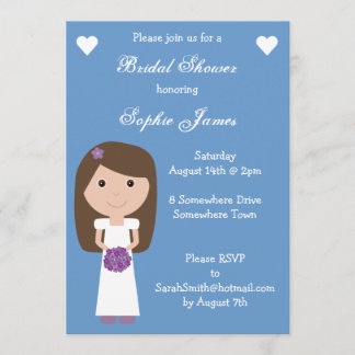 Invitation Fête de la mariée faite sur commande bleue de