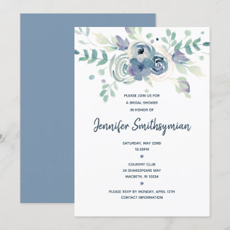 Invitation Fête de la mariée florale d'aquarelle