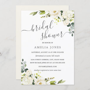 Invitation Fête de la mariée florale d'aquarelle verte de