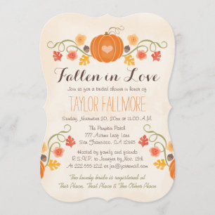 Invitation Fête de la mariée florale d'automne de citrouille