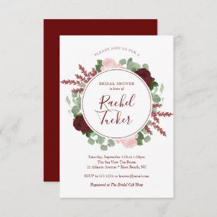 Invitation Fête de la mariée florale de Bourgogne d'aquarelle