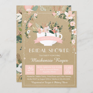 Invitation Fête de la mariée florale lunatique de tasse de
