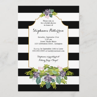 Invitation Fête de la mariée florale succulente douce de