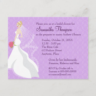 Invitation Fête de la mariée lilas blonde Flirty