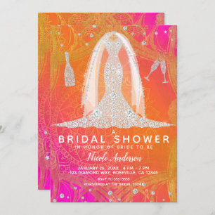 Invitation Fête de la mariée lumineuse indienne de robe de