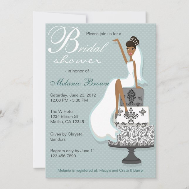Invitation Fête de la mariée moderne turquoise chic de (Devant)
