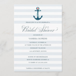 Invitation Fête de la mariée nautique moderne élégante