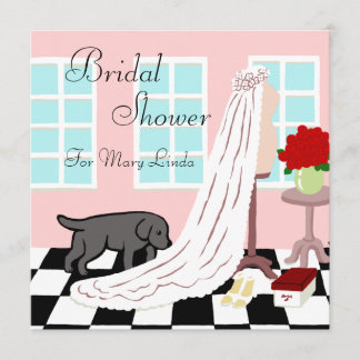 Invitation Fête de la mariée noire de Labrador