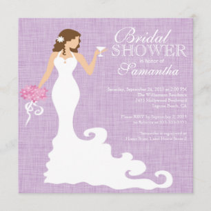 Invitation Fête de la mariée pourpre lilas moderne de vin de