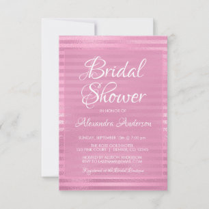 Invitation Fête de la mariée rayée Girly d'aluminium