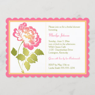 Invitation Fête de la mariée rose, jaune, verte, blanche de