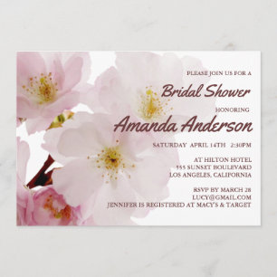 Invitation Fête de la mariée rose romantique de fleurs de