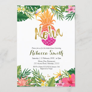 Invitation Fête de la mariée tropicale d'ananas Aloha
