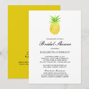 Invitation Fête de la mariée tropicale d'aquarelle d'ananas