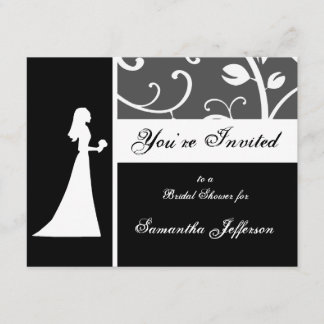 Invitation Fête de la mariée, vignes noires et blanches