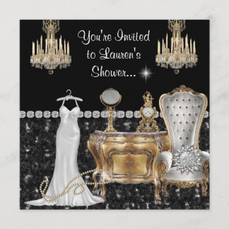 Invitation Fête de la mariée vintage chic minable avec Bling