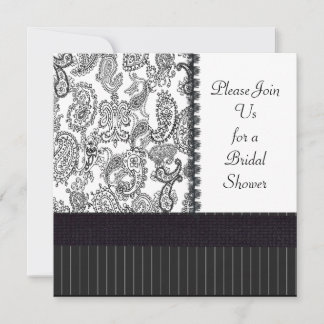 Invitation Fête de la mariée vintage de blanc de noir de