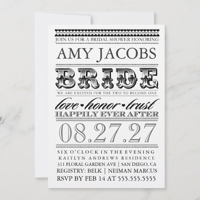 Invitation Fête de la mariée vintage de CHROMATOGRAPHIE (Devant)