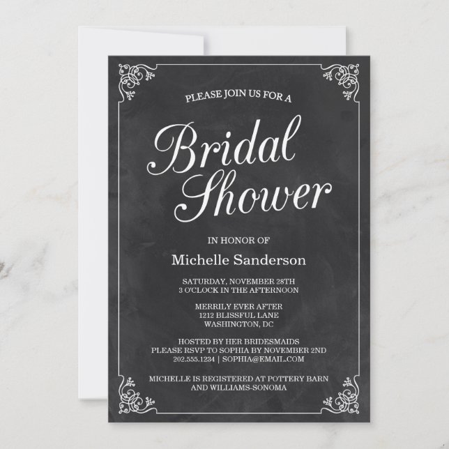 Invitation Fête de la mariée vintage de tableau (Devant)