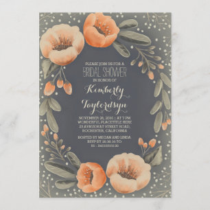 Invitation Fête de la mariée vintage florale de Boho