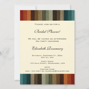 Invitation Fête de la mariée vintage, rayures chaudes