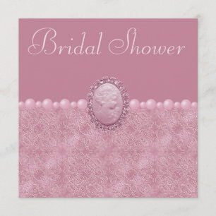 Invitation Fête de la mariée vintage rose de camée et de