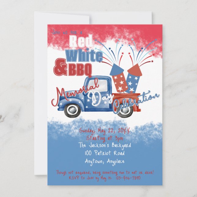 Invitation Fête de la mémoire Jour de l'Indépendance BBQ Part (Devant)
