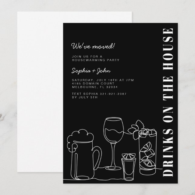 Invitation Fête de la Ménage Noire et Blanc (Devant / Derrière)