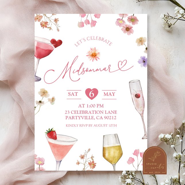 Invitation Fête de la mi-été dans une prairie de fleurs sauva (Créateur téléchargé)