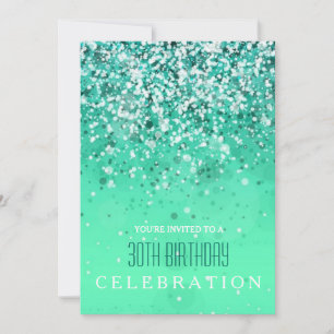 Invitation Fête de la Parties scintillant verte Aqua Modern J
