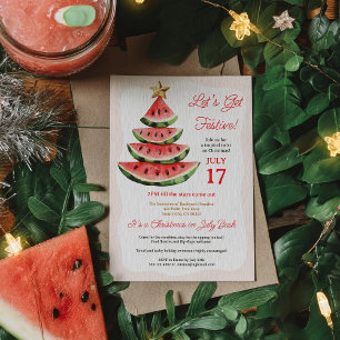 Invitation Fête de la pastèque Tropical d'été Noël en juillet