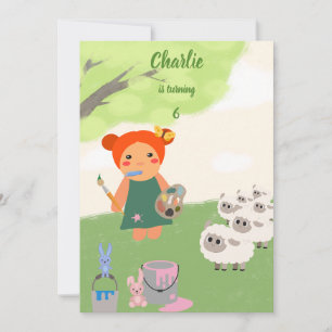 Invitation Fête de la peinture colorée de la poupée