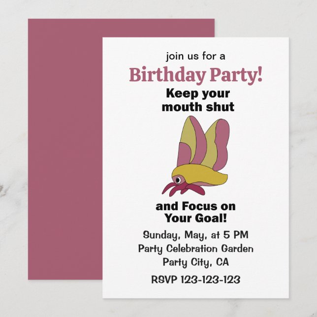Invitation Fête de la Phalène Acéricole Rose Bouche Fermée Co (Devant / Derrière)