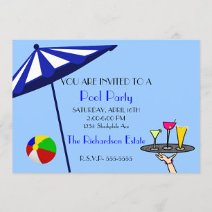 Invitation Fête de la piscine Beach Balls