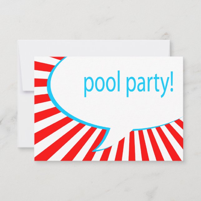 Invitation fête de la piscine ! bulle de discours comique (Devant)
