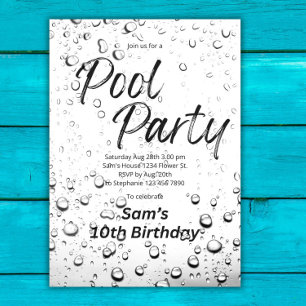 Invitation Fête de la piscine cool Splash été fête d'annivers