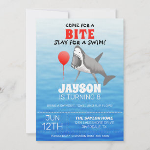 Invitation Fête de la piscine d'anniversaire de requins