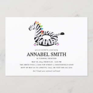 Invitation Fête de la piscine d'anniversaire du Zebra Float