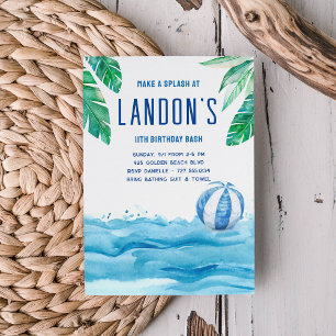 Invitation Fête de la piscine d'anniversaire tropicale