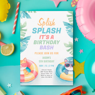 Invitation Fête de la piscine de Splish Splash Anniversaire