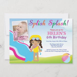 Invitation Fête de la piscine de toboggan aquatique Anniversa