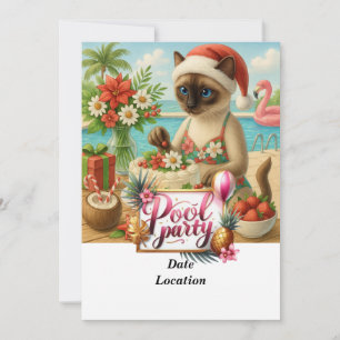 Invitation Fête de la piscine Noël en juillet pour les Amoure