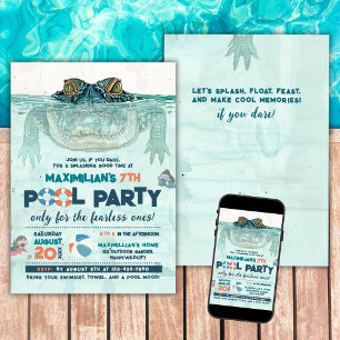 Invitation Fête de la piscine sans peur Anniversaire