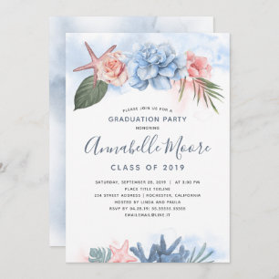 Invitation Fête de la plage   Tropical Graduation Party