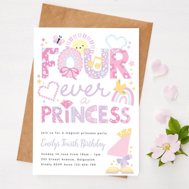 Invitation Fête de la Princesse 4, Pour Toujours une Princess (Créateur téléchargé)