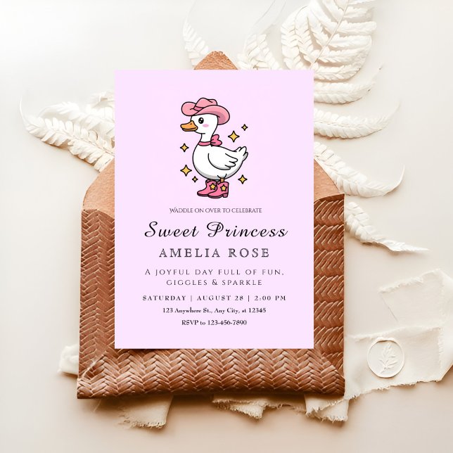 Invitation Fête de la Princesse Canard Rose (Créateur téléchargé)