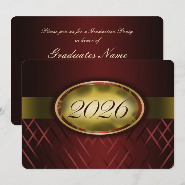 Invitation Fête de la promotion 2026 Marron et Or (Devant / Derrière)