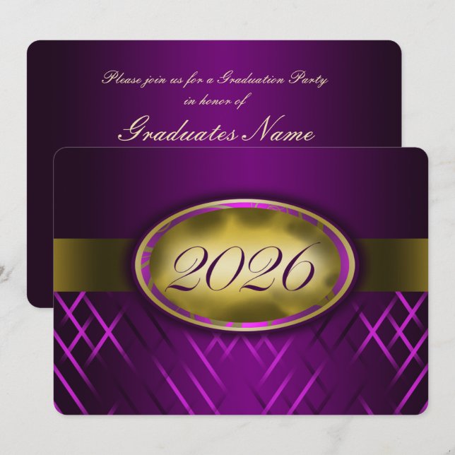 Invitation Fête de la promotion 2026 Violet et Or (Devant / Derrière)