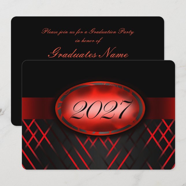 Invitation Fête de la promotion 2027 Rouge et Noir (Devant / Derrière)